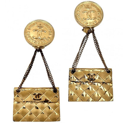 Chanel Earring Ladies Coco Mark Bag Motif Matelasse Swing Coco Vintage Accessori