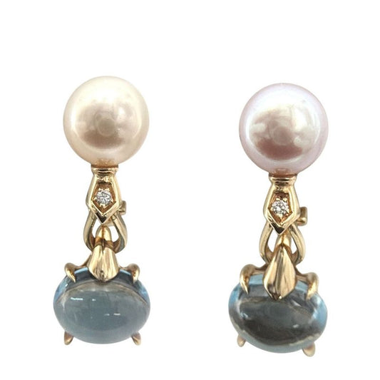 Bulgari Earrings Ladies Allegra 1P Diamond Swing 18k Gold YG 750 Jewelry