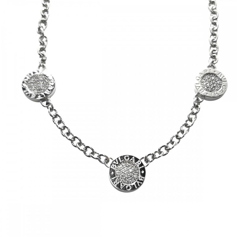 Bulgari Necklace Ladies Bulgari Reversible Pave Diamond Accessories 18k WG 750