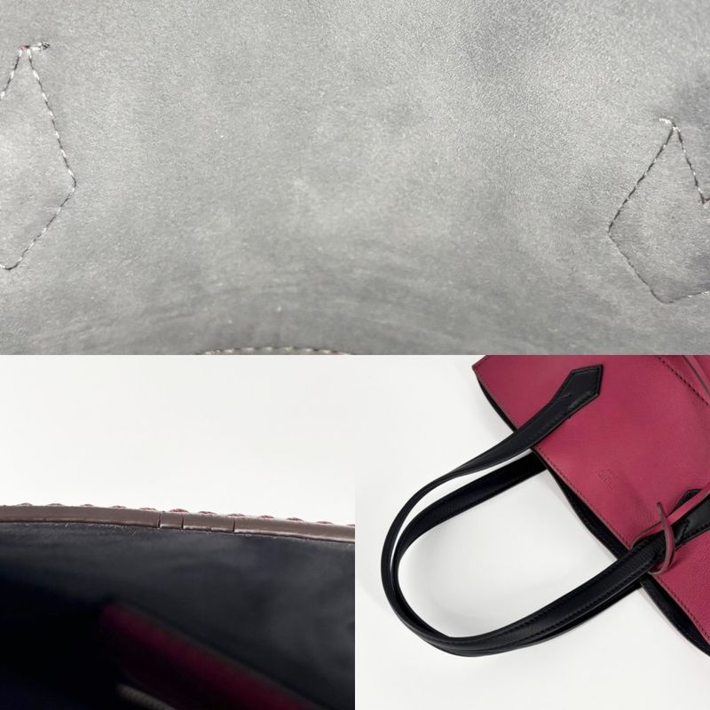 Fendi Tote Women Handbag Bag Fendi 8bh262 Leather Pink Purple Black Silver