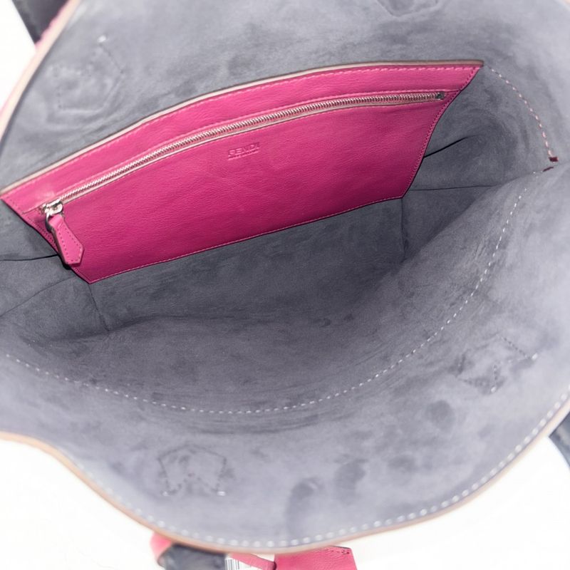 Fendi Tote Women Handbag Bag Fendi 8bh262 Leather Pink Purple Black Silver
