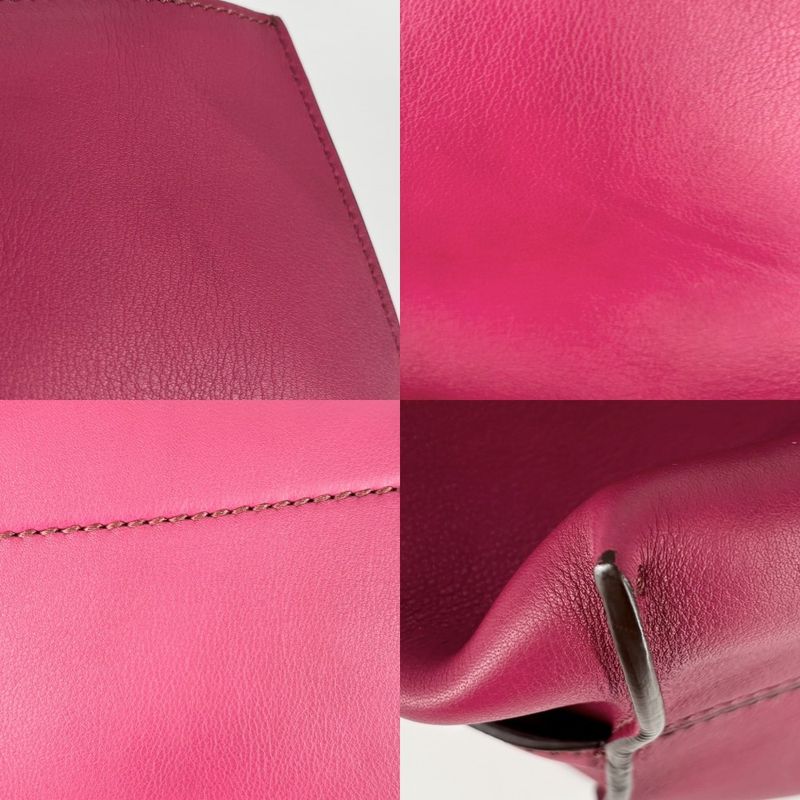 Fendi Tote Women Handbag Bag Fendi 8bh262 Leather Pink Purple Black Silver