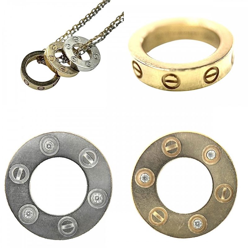 Cartier Necklace Ladies Love Three Hoop Pendant Jewelry With Adjuster Au750