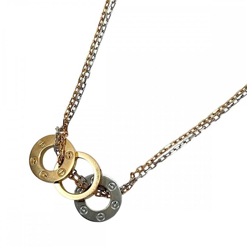 Cartier Necklace Ladies Love Three Hoop Pendant Jewelry With Adjuster Au750