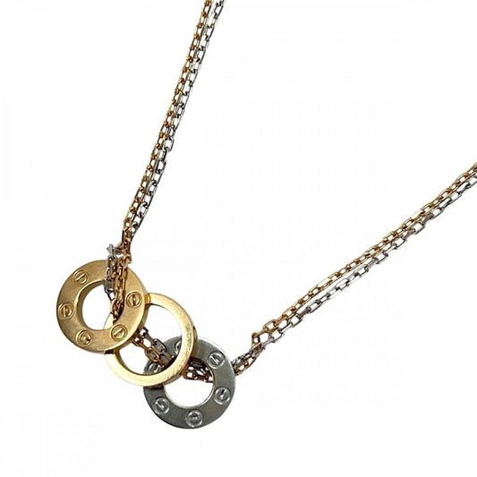 Cartier Necklace Ladies Love Three Hoop Pendant Jewelry With Adjuster Au750
