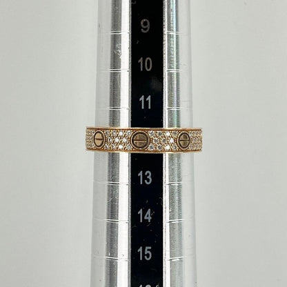 Cartier Rings Ladies Love Ring Full Pave Jewelry Accessories Au750 18k Gold PG