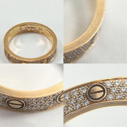 Cartier Rings Ladies Love Ring Full Pave Jewelry Accessories Au750 18k Gold PG