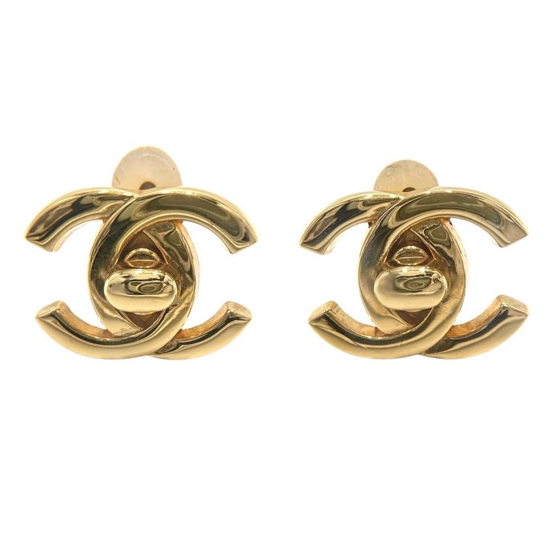 Chanel Earring Ladies Coco Mark Turnlock Accessory Chanel GP 95A Gold Approx