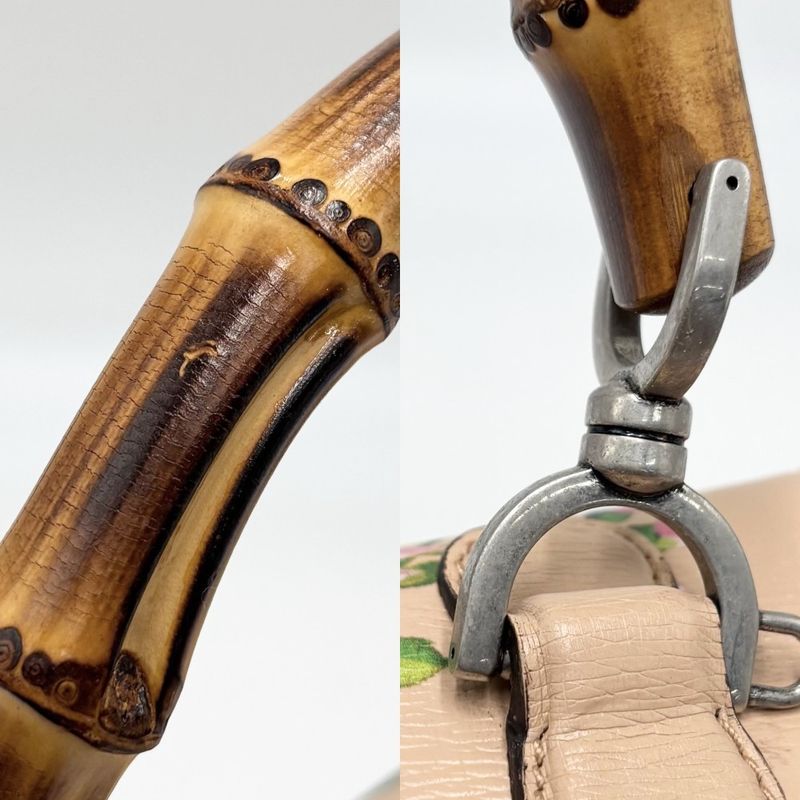 Gucci 2WAY Ladies Bamboo GG Blooms Handbag Shoulder Bag Crossbody Top Handle