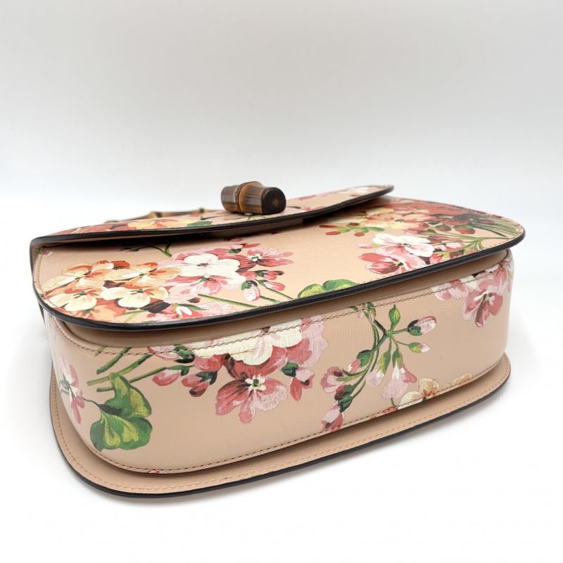 Gucci 2WAY Ladies Bamboo GG Blooms Handbag Shoulder Bag Crossbody Top Handle