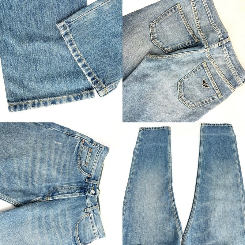 Prada Pants Women's Triangle Logo Bottoms Apparel Clothing Prada Gfp469 Blue