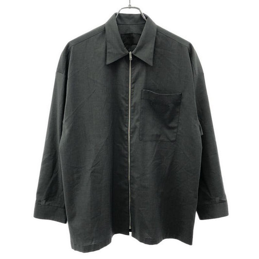 Prada 21ss Wool Zip-Up Shirt Sc540 1rii Gray M