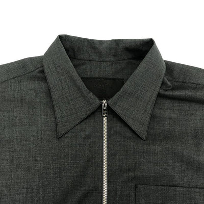 Prada 21ss Wool Zip-Up Shirt Sc540 1rii Gray M