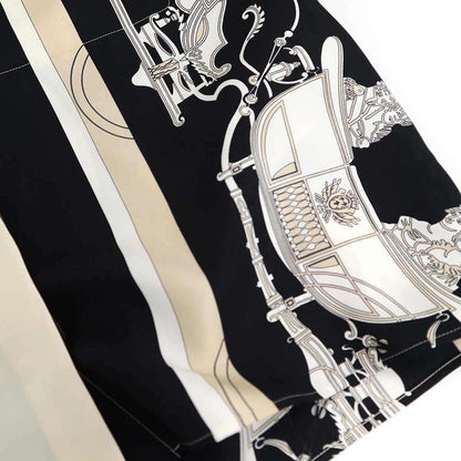 Hermes 23ss Twill Raine Exlibris Silk Wide Blouse 3e0607d7 Black and Ivory 38