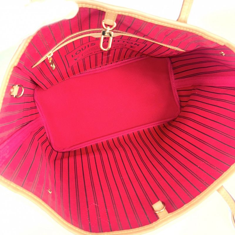 Louis Vuitton Tote Women's Neverfull MM Handbag Shoulder Brown Red Louis