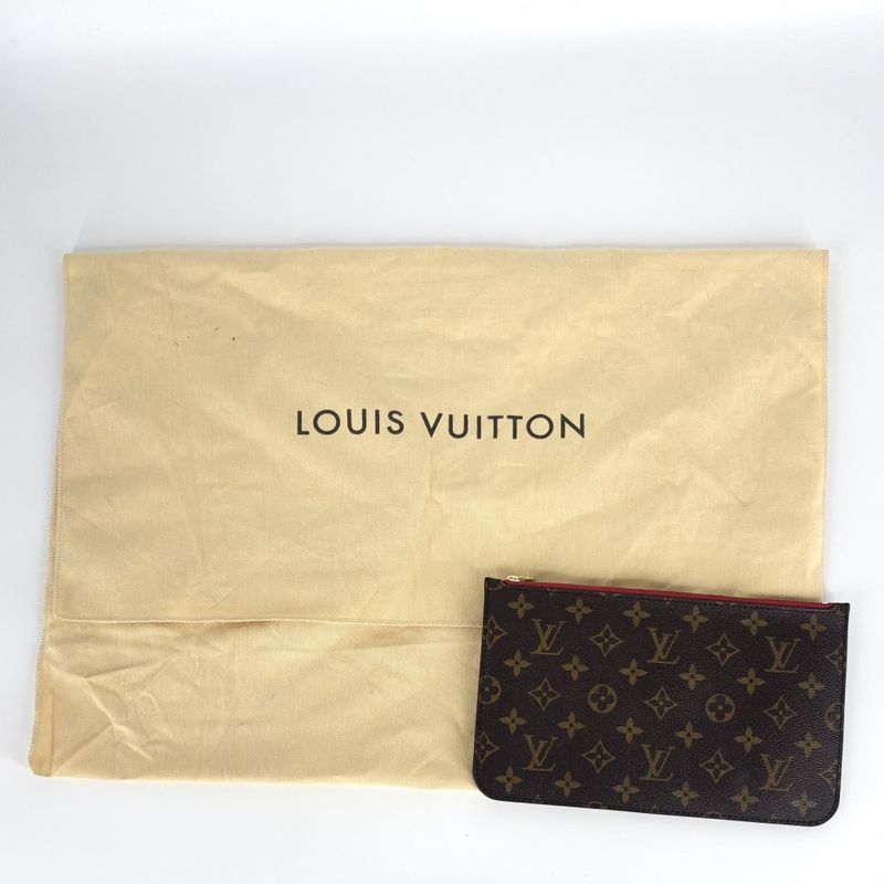 Louis Vuitton Tote Women's Neverfull MM Handbag Shoulder Brown Red Louis