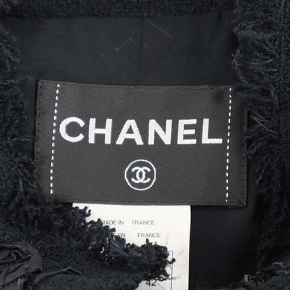 Chanel 2009aw Fringe Tweed Jacket P34945v22979 Black 42