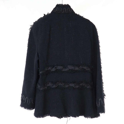 Chanel 2009aw Fringe Tweed Jacket P34945v22979 Black 42