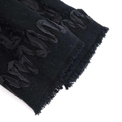 Chanel 2009aw Fringe Tweed Jacket P34945v22979 Black 42