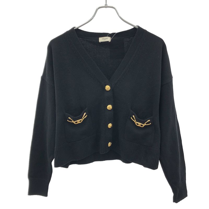 Celine 24ss Triomphe Grumet Cropped Cardigan Heritage Cashmere 2a87t2070 Black