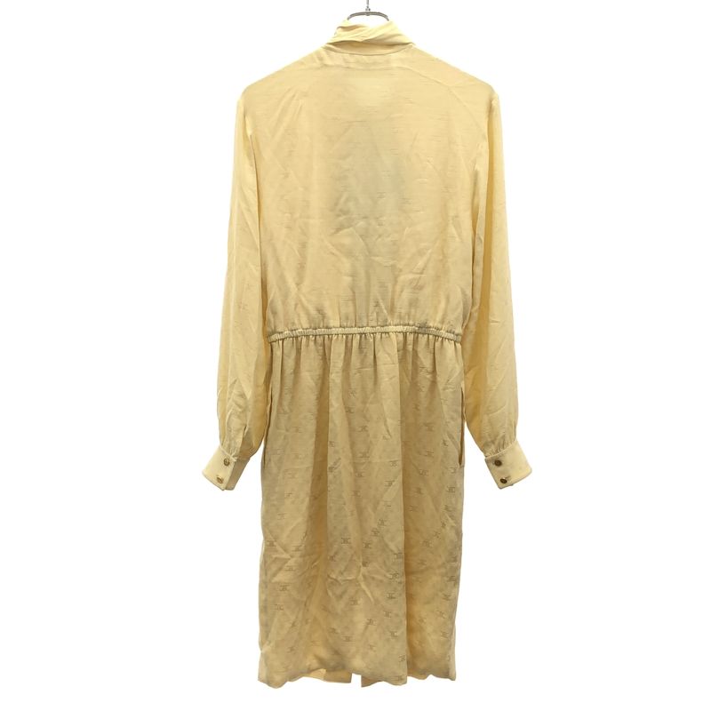 Celine Lavalliere Triomphe Monogram Silk Bow Tie Dress 2r35f779r Beige 38