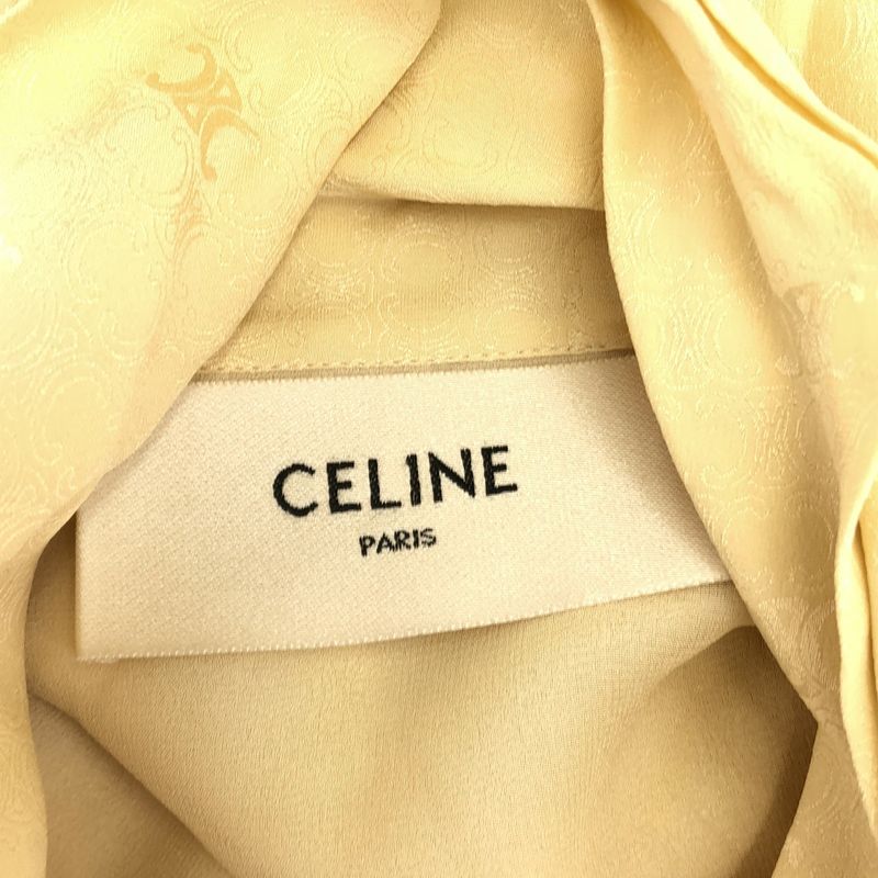 Celine Lavalliere Triomphe Monogram Silk Bow Tie Dress 2r35f779r Beige 38