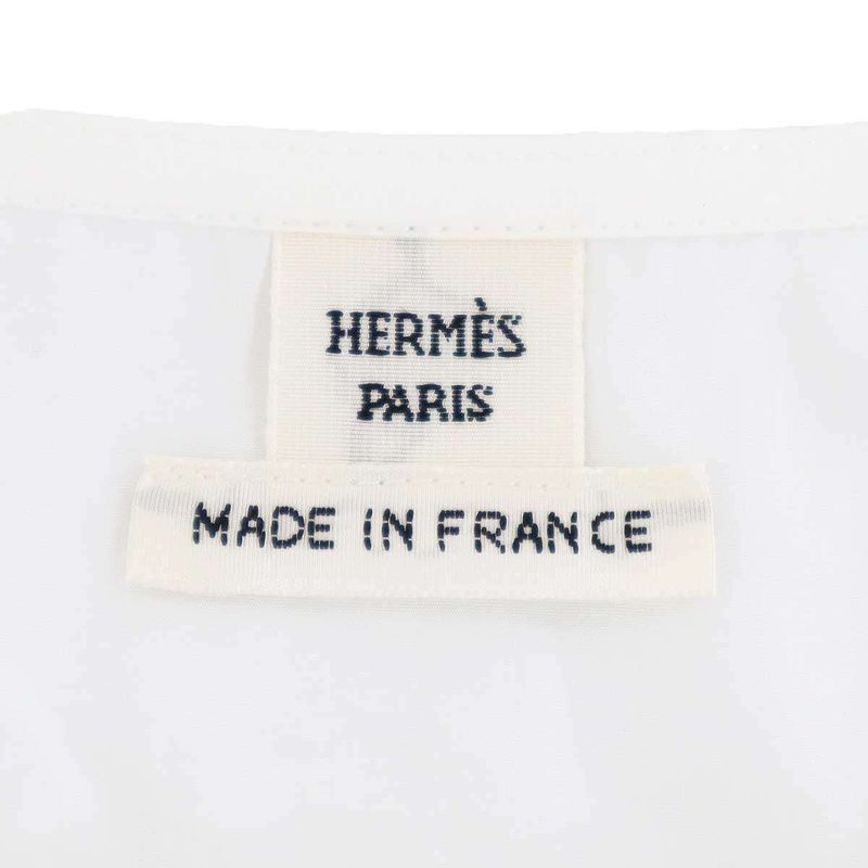 Hermes 25ss Embroidery Wide Blouse 5e3616da White 34