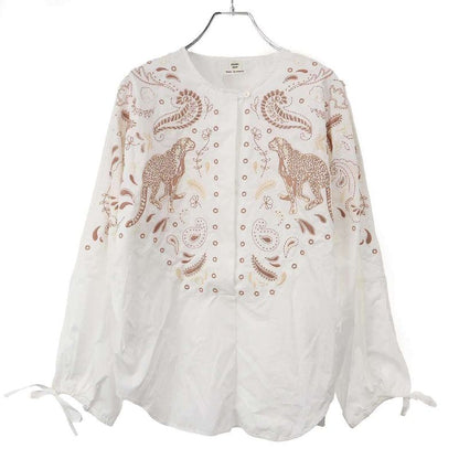 Hermes 25ss Embroidery Wide Blouse 5e3616da White 34