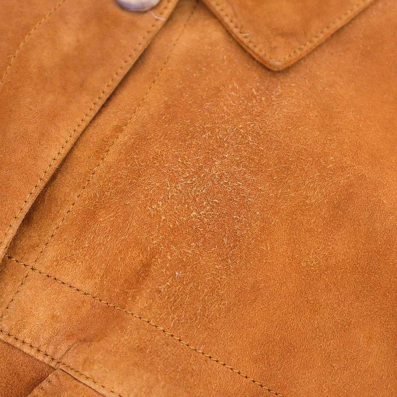 Hermes 1980's Vintage Suede Leather Trucker Jacket Brown 40
