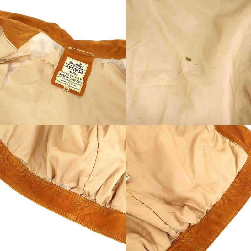 Hermes 1980's Vintage Suede Leather Trucker Jacket Brown 40