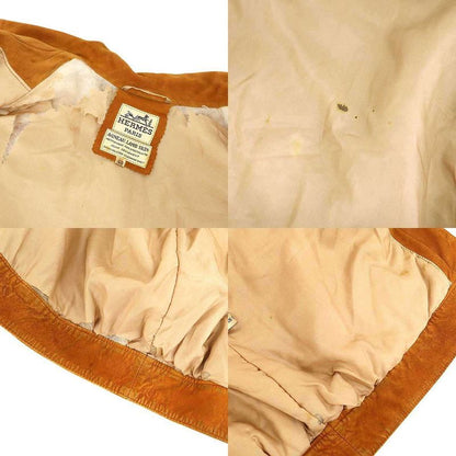 Hermes 1980's Vintage Suede Leather Trucker Jacket Brown 40