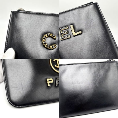 Chanel Clutch Bag Women Deauville Coco Mark Second Bag Chanel Leather Black