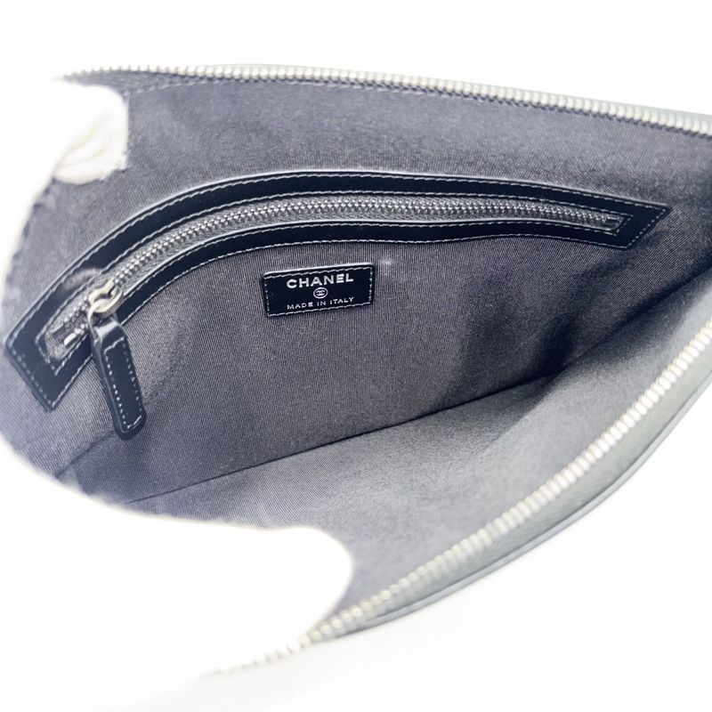 Chanel Clutch Bag Women Deauville Coco Mark Second Bag Chanel Leather Black