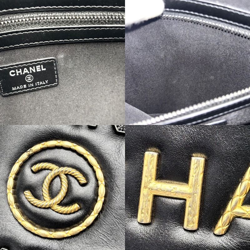 Chanel Clutch Bag Women Deauville Coco Mark Second Bag Chanel Leather Black