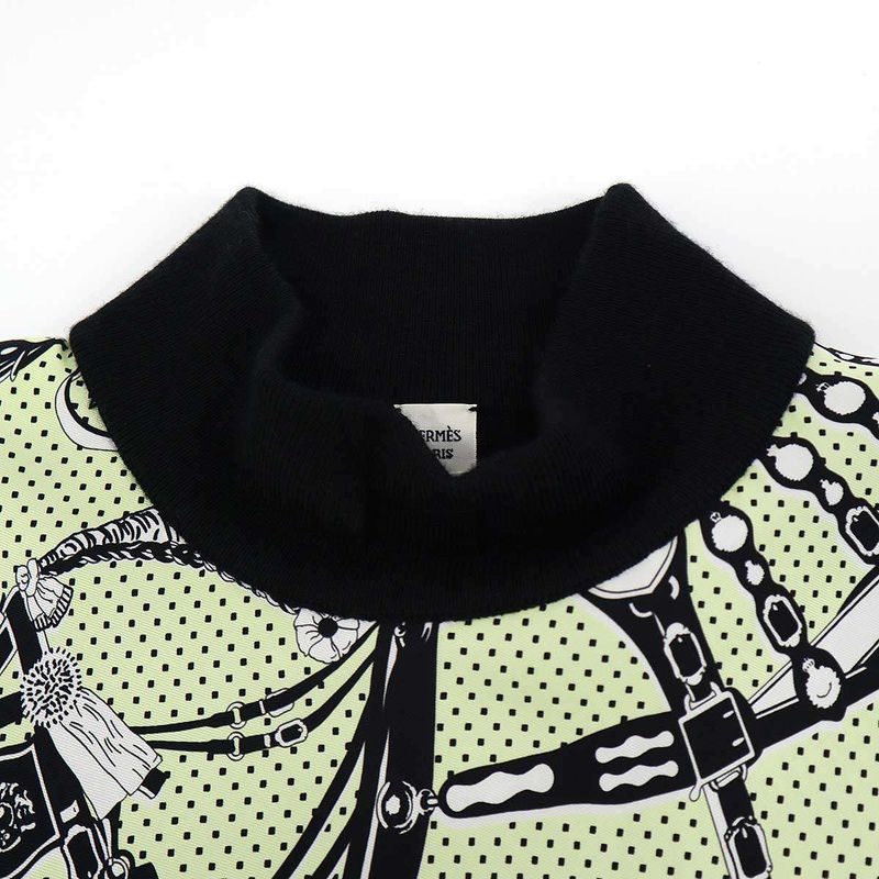 Hermes 22aw Twillaine High Neck Silk Cashmere Knit Top 2h2826ds Black 42