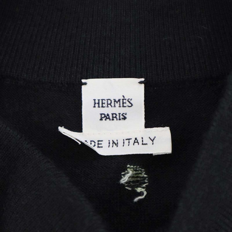 Hermes 22aw Twillaine High Neck Silk Cashmere Knit Top 2h2826ds Black 42