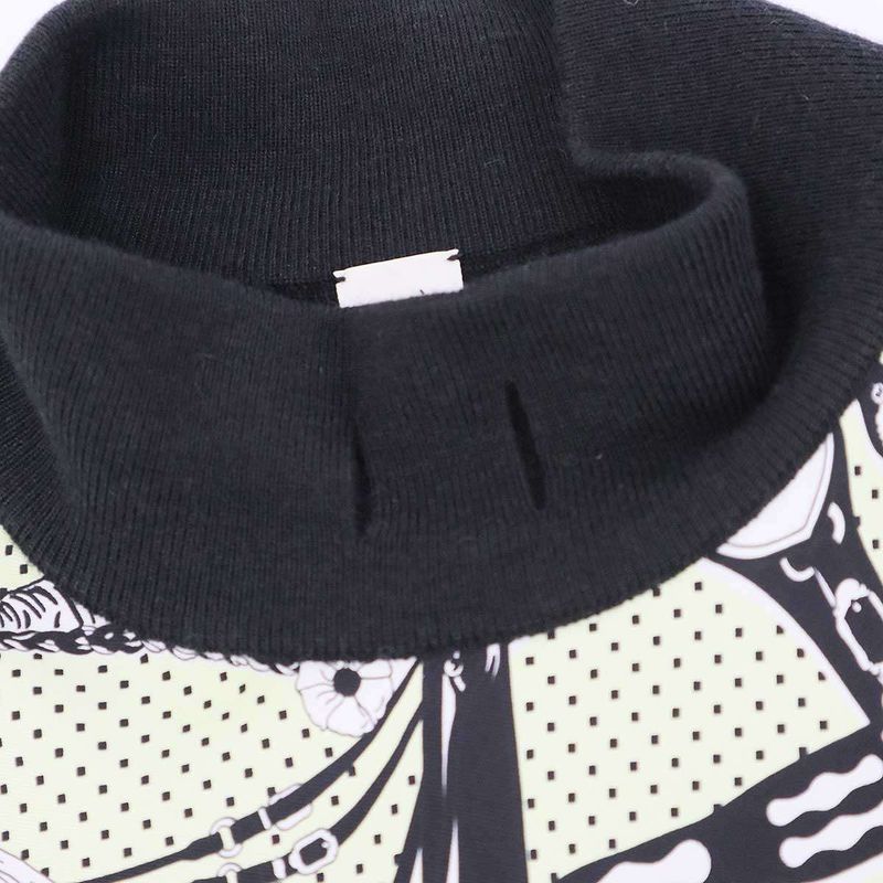 Hermes 22aw Twillaine High Neck Silk Cashmere Knit Top 2h2826ds Black 42