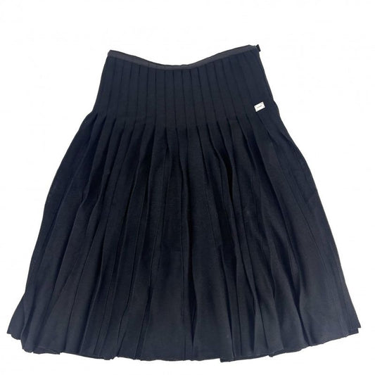 Chanel Skirt Women's Knit Pleated Skirt Logo Plate Vintage Apparel Clothing
