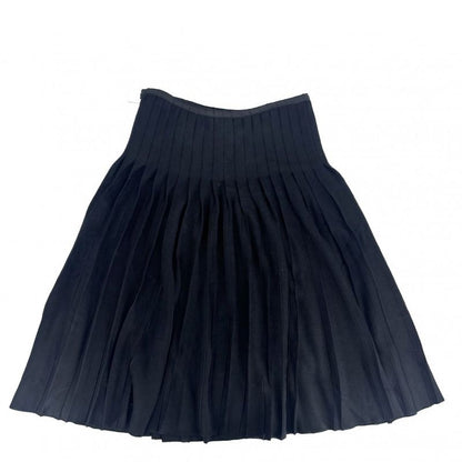 Chanel Skirt Women's Knit Pleated Skirt Logo Plate Vintage Apparel Clothing
