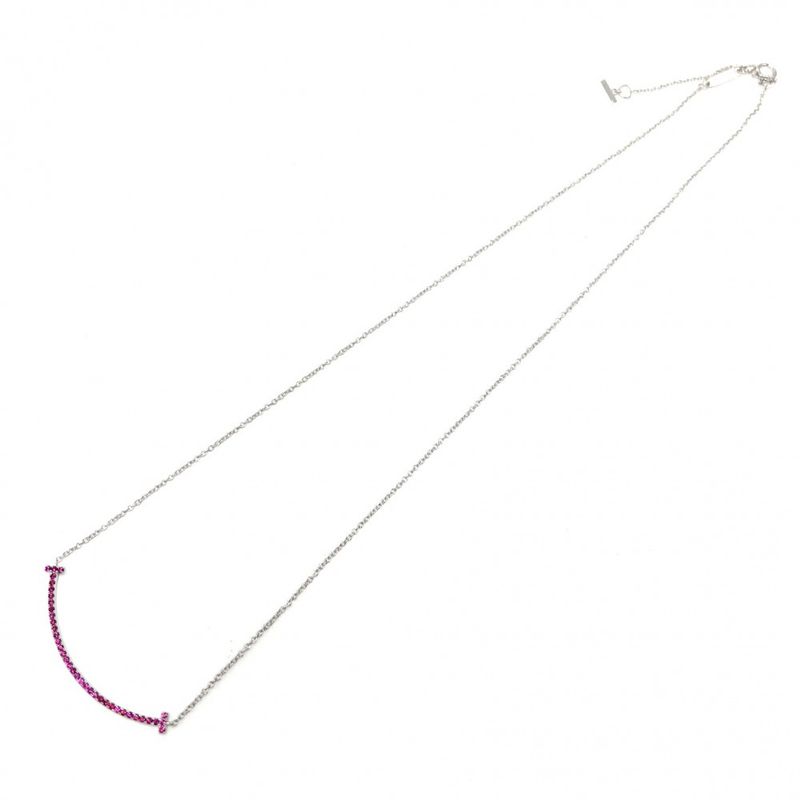 Tiffany & Co Necklace Women's T-smile Small Pendant Jewelry With Adjuster 18k