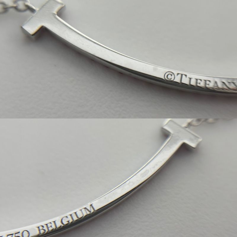 Tiffany & Co Necklace Women's T-smile Small Pendant Jewelry With Adjuster 18k