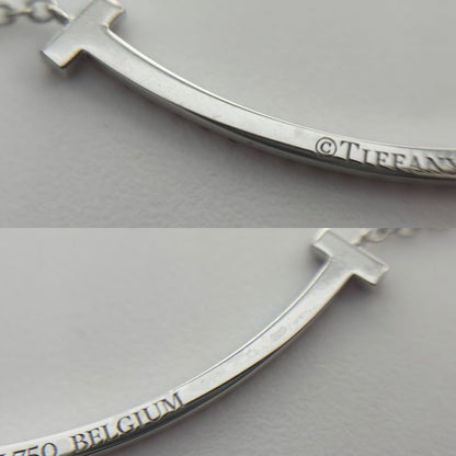 Tiffany & Co Necklace Women's T-smile Small Pendant Jewelry With Adjuster 18k