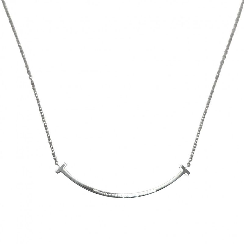 Tiffany & Co Necklace Women's T-smile Small Pendant Jewelry With Adjuster 18k