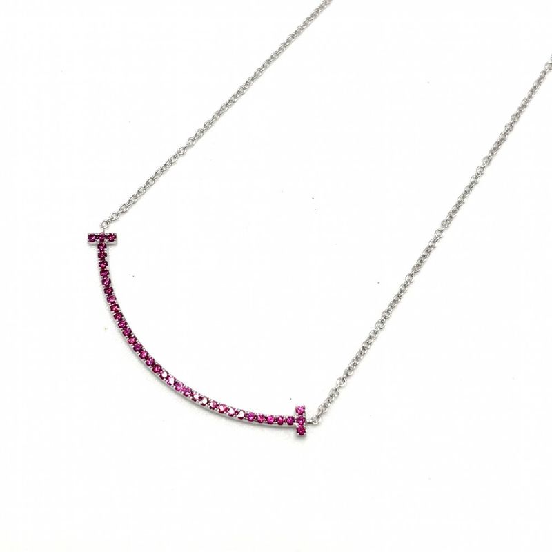 Tiffany & Co Necklace Women's T-smile Small Pendant Jewelry With Adjuster 18k
