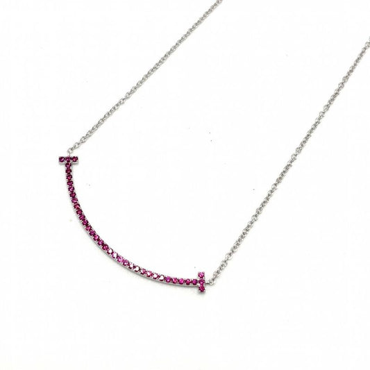 Tiffany & Co Necklace Women's T-smile Small Pendant Jewelry With Adjuster 18k