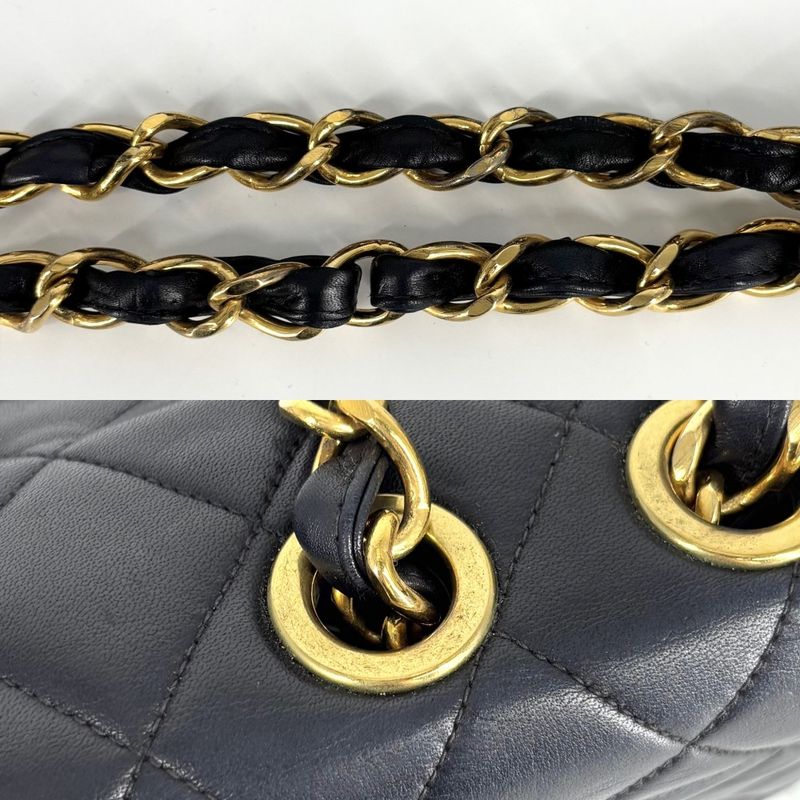 Chanel Shoulder Bag Women's Deca Matelasse 34 Coco Mark Double Chain Shoulder