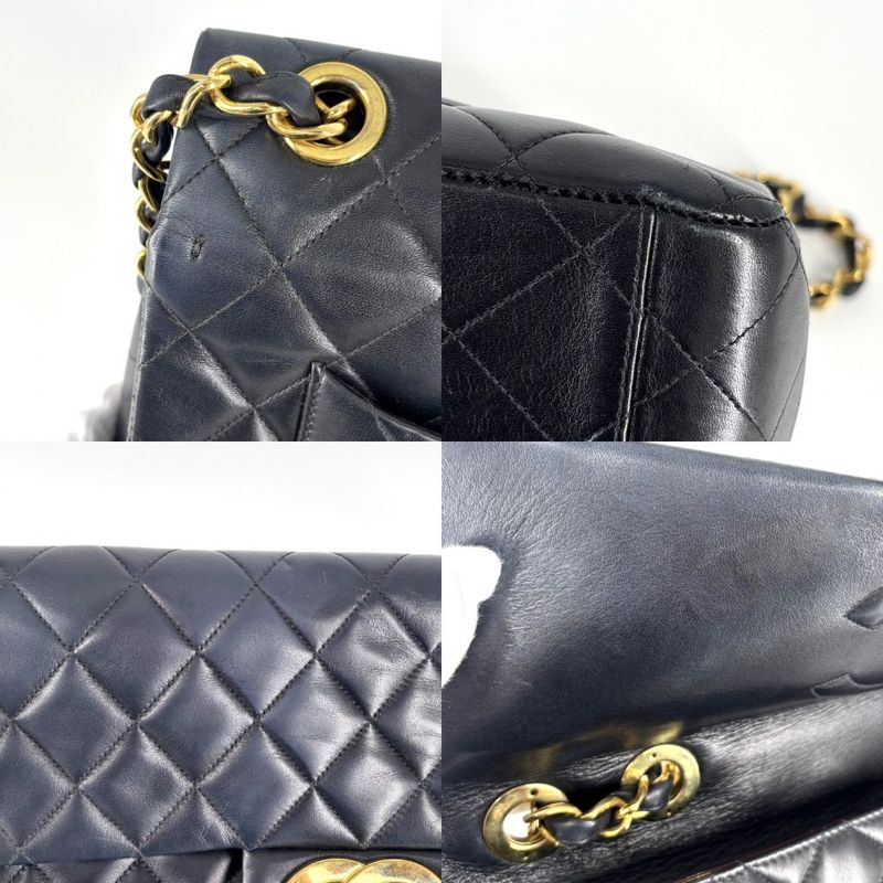 Chanel Shoulder Bag Women's Deca Matelasse 34 Coco Mark Double Chain Shoulder