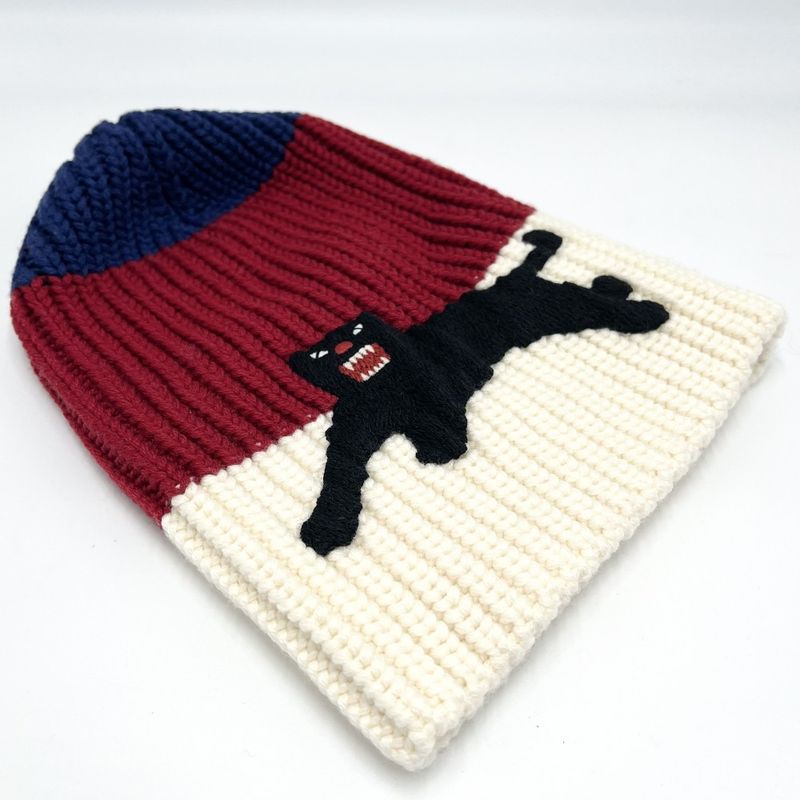 Gucci Knit Cap Women's Cat Knit Hat Beanie Hat M Size Fashion Item Tricolor