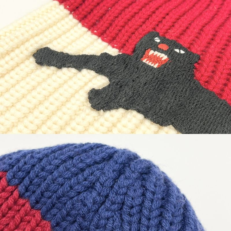 Gucci Knit Cap Women's Cat Knit Hat Beanie Hat M Size Fashion Item Tricolor