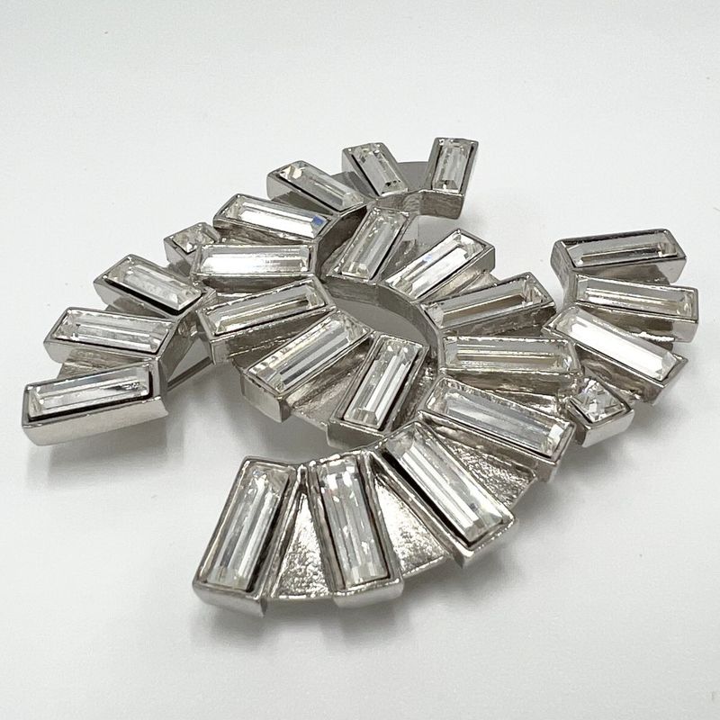 Chanel Brooch Ladies Coco Mark Accessories 2WAY Chanel Rhinestone 06A Silver